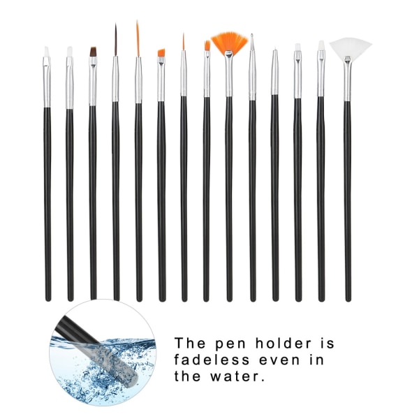 15st DIY Nail Art Manikyr Pen Verktygssats Dotting Line Ritning Målarpensel Set