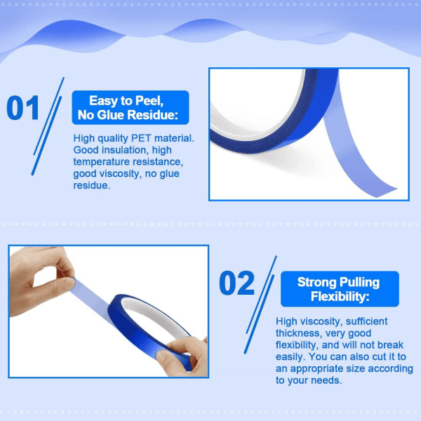 5 ruller varmebestandig selvklebende tape 10 mm PET-sublimasjonsvarmetape Varmeoverføringstape Varmepresse-tape for gjør-det-selv sying elektronisk produkt