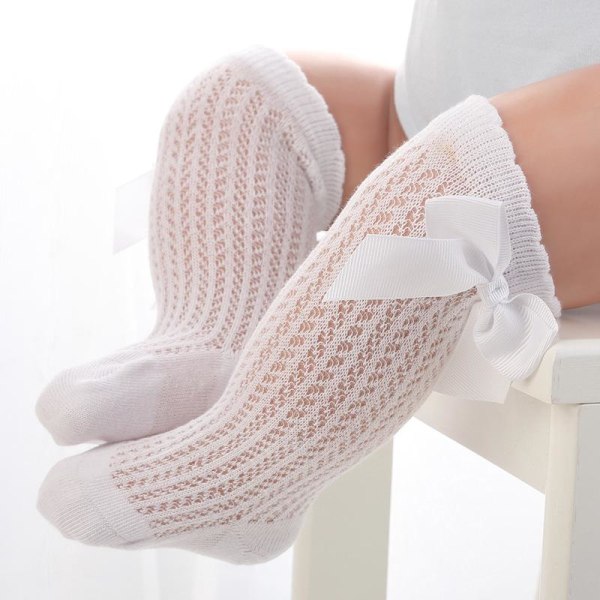 5-pakk bomullssløyfe knehøye sokker baby jente nyfødt strikkesokker 1-3 år