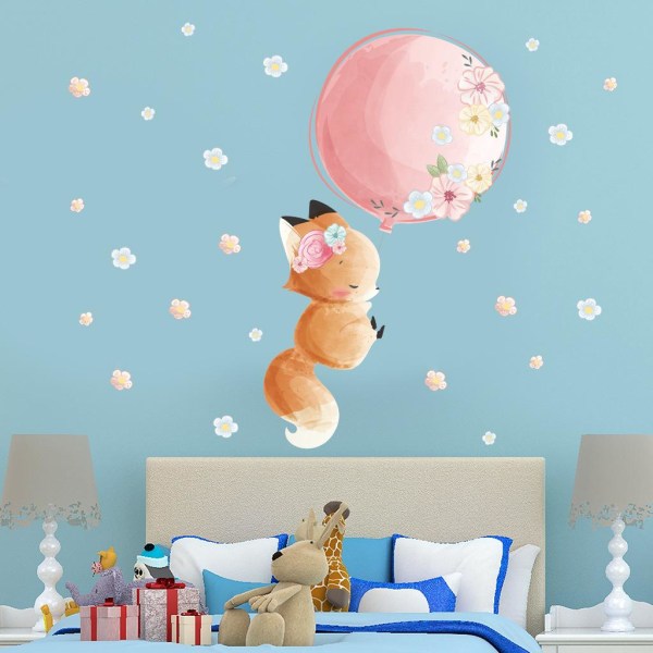 Wall Stickers The Little Fox Balloon Wall Stickers Mural Decals for Soveværelse Stue Væg TV