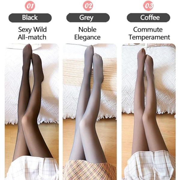 Varm gjennomsiktig fleece tights for kvinner, Faux gjennomsiktig fleece termisk vintertights for kvinner