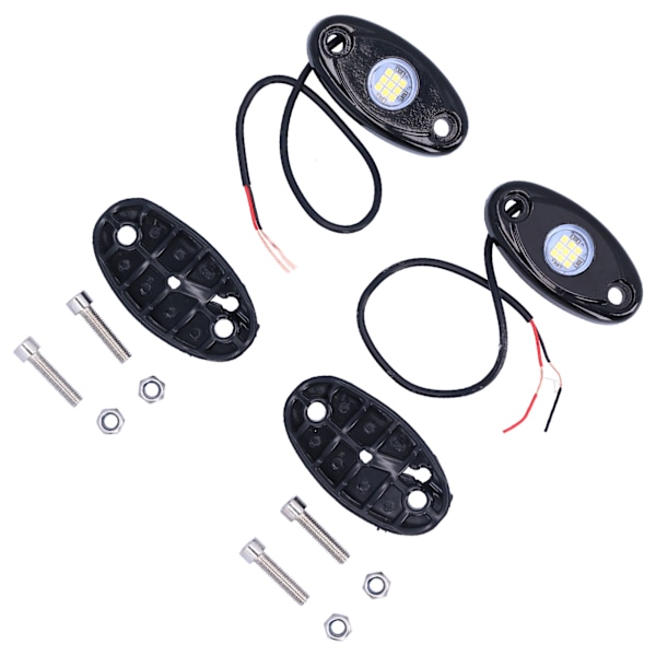Par Rocklys Hvite 9LEDs IP68 Chassis Underglow Lampe Universell for Bil Lastebil ATV RZR UTV