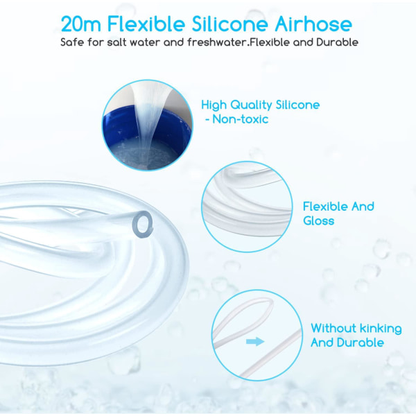 Giftfri silikonslang 6 mm x 20 meter för luftslang, flexibel PVC-slang Idealisk för tank och akvarium