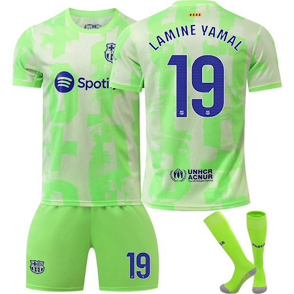 24-25 Barcelona 19 Lamin Yamal fotballdrakt barn fotballutstyr Barcelona fotballuniform S