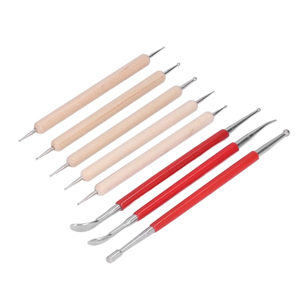 Dobbel Ende Sporing Dotting Stylus Lite Bærbart Graverings Stylus Sett for Modellering Utskjæring Glatting Leire