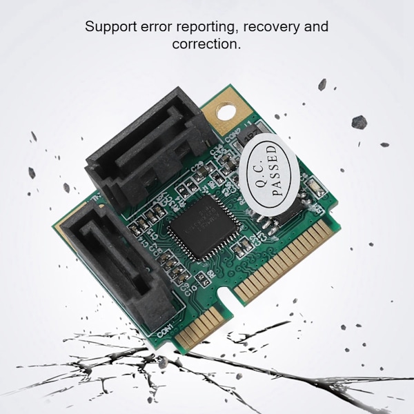 Mini 2 port PCI-e PCI til SATA 3.0 6Gbps Konverter Harddisk Udvidelseskort til Windows