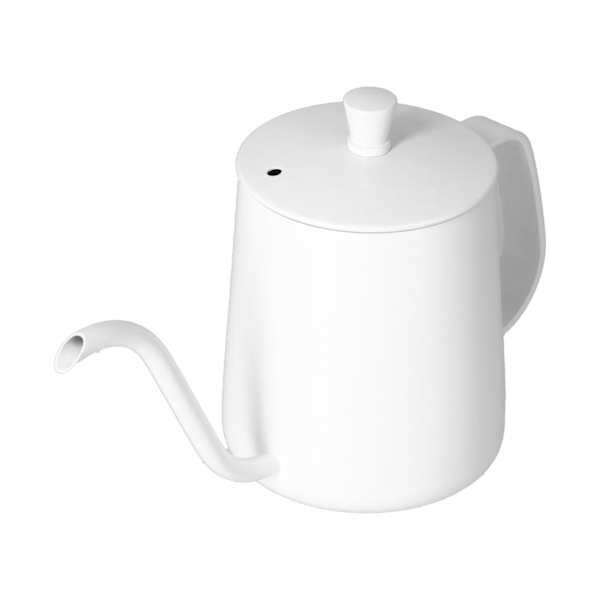 Hand Drip Kaffeekanne Edelstahl Kaffeekanne Gießen Gießen Über Gooseneck Teekanne mit Deckel Weiß 600ml