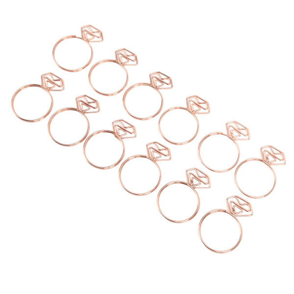 12 stk. Guldfarvede papirclips, unikt ringdesign, førsteklasses metal, rustfri, holdbare, bred anvendelse, falmer ikke, søde papirclips