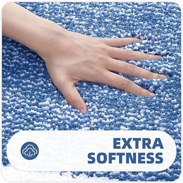 40x60cm (blå) skridsikker bademåtte, maskinvaskbar absorberende brusemåtte, blød til badeværelse, køkken