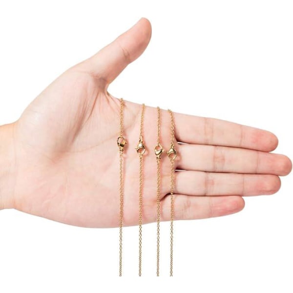 20 trådar 45 cm guldkedja i rostfritt stål med hummerlås för hantverk, hängen, halsband, armband, gör-det-själv, smyckestillverkning