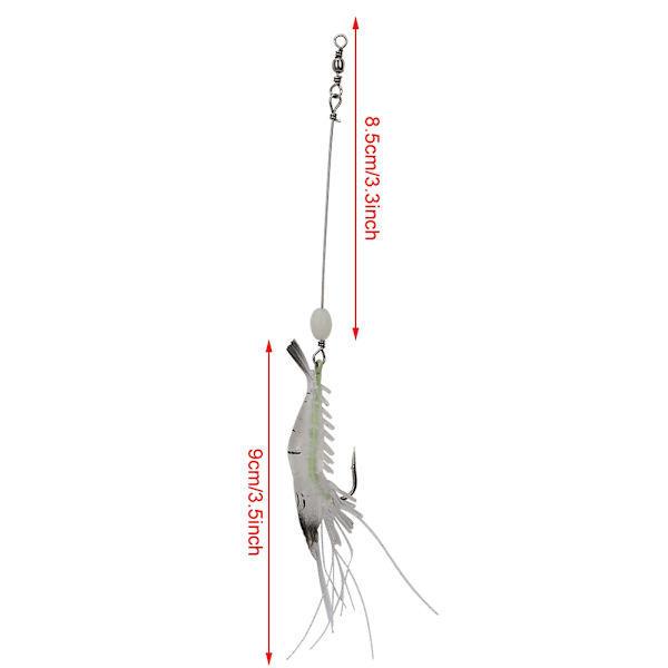 Hard Lure Sjø Ferskvannsreker Form Bionic Luminous Nattfiskebete med krok (Hvit)