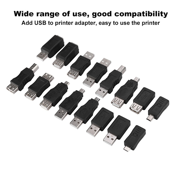 16 st Multipurpose USB2.0 Adapter Converter USB Hane till Hona Micro USB