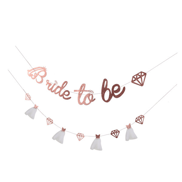 Bröllopsdusch Banner Guld Glitter Papper Glänsande Charmig Bröllopsdusch Skylt Papper Mesh Bride to Be Banner för Bröllopsdusch Roséguld