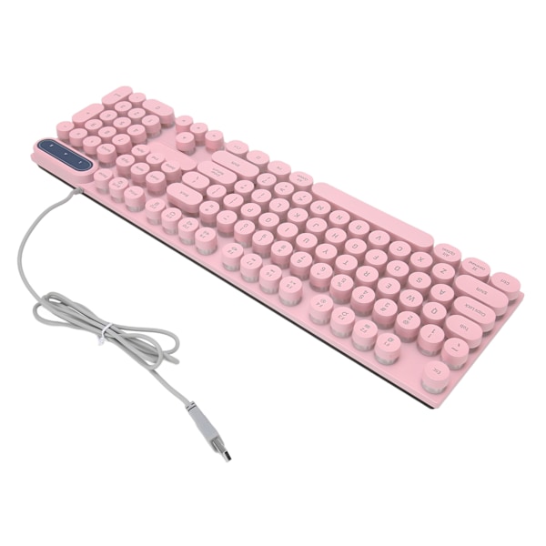 Gaming Tastatur USB Rund 104 Taster Bakgrunnsbelyst Ergonomisk Sammenleggbare Føtter Multimedia Taster Kablet Tastatur for Stasjonær PC Laptop Rosa