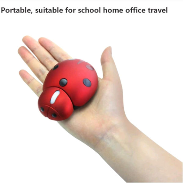 Cute Wireless Mouse Ladybug Design Dual Mode Compatible - Optical Plastic Mouse for All Computers No Batteries