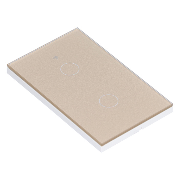 För Zigbee Tuya Fjärrkontroll Ljusströmbrytare Röststyrning 2‑Gang US Vägg Touch Switch AC 100‑240VGuld