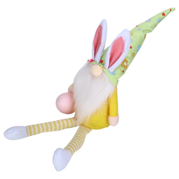 Dvärgdocka Duk Kanin Tomte Gnome Docka Ornament Långa ben Vardagsbordsdekoration Gul