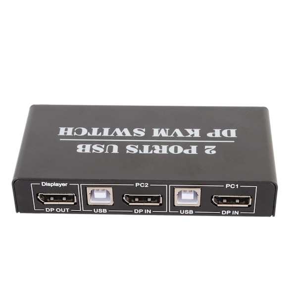 DisplayPort KVM-bryter 2 porter 4K 60Hz Dual Mode Aluminiumlegering Plug and Play KVM-switcher for tastatur mus 100‑240V EU-plugg 100‑240V