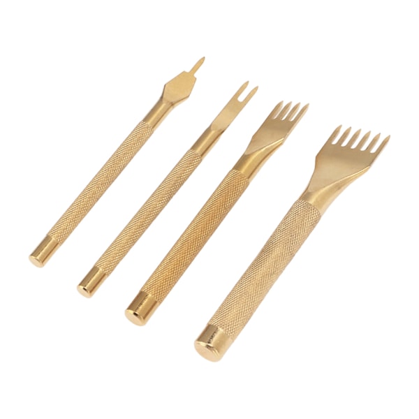 4 stk. Lær Syl Rhombus 4mm Rustfritt Stål Sklisikkert Håndtak Høy Skarphet Rhombus Lær Meisel for Lær