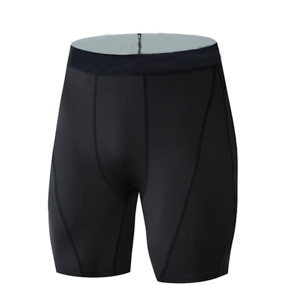 Män Kort Leggings Polyester Elastisk Snabbtorkande Män Sportbyxor för Sport Basketboll Fotboll Svart XL
