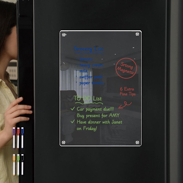 Magnetisk Akryl Notesblok med Pen til Ugentlig Planlægning, Sletbar Klar Tavle til Skrivning af Beskeder, Memo Pad