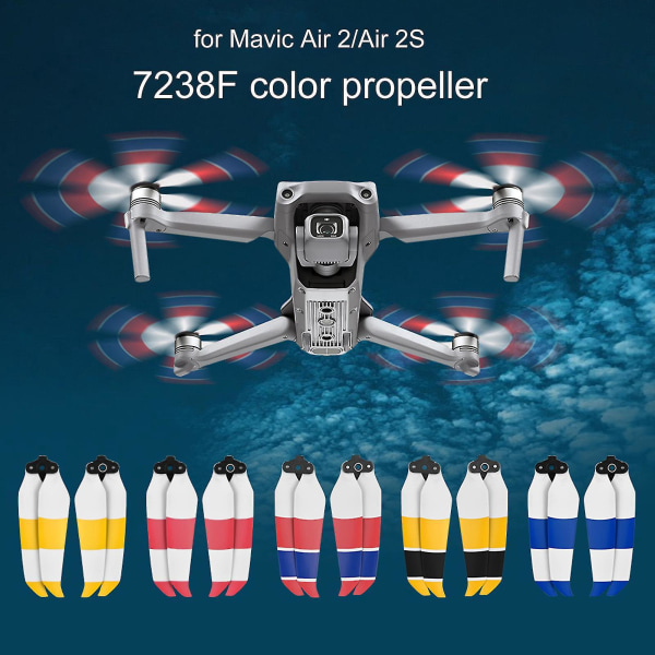 Silent Low-Noise Mini Portable Propeller til DJI Air 2S (blå/hvid)