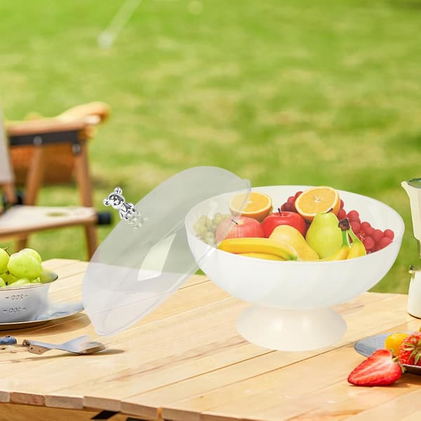 Fruit Bowl for Kitchen Counter, Clear Fruit Basket with Lid, Fruit Display Stand for Party Wedding Vegetables
