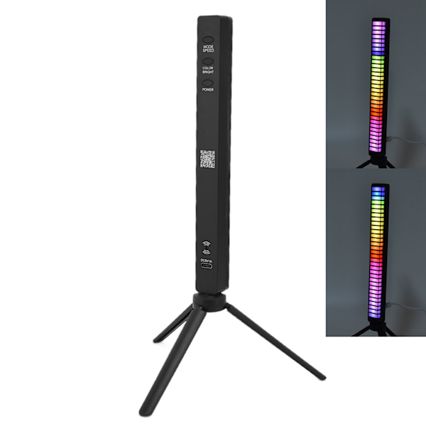 Färgglad RGB-rytmisk lampa 3D APP Bluetooth-kontroll 32LED ljuslist USB-laddning röststyrningslampa