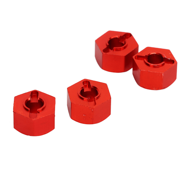 Hex-navan pyörän sovittimet 4 nastalla ja 4 mutterilla, CNC-koneistettu alumiininen pyörän kuusiokoloavaimen sovitin TRAXXAS SLASH 1/10 RC-autoille, punainen