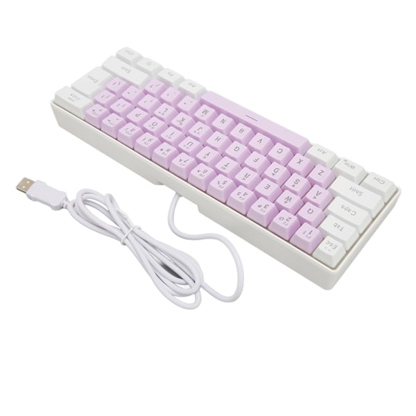Speltangentbord USB 61 Tangenter Ergonomisk Kontrastfärg 6 RGB Bakgrundsbelysningslägen Trådbundet Tangentbord för Dator Bärbar Dator Vit Lila