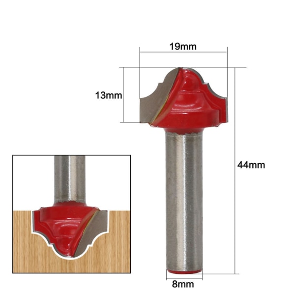 8mm skaft fres for tre, rett fres, trimmer