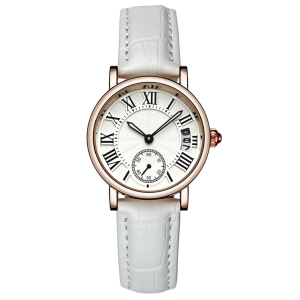 Klassinen Sanda naisten kvartsinahkaranneke watch (valkoinen hihna) White Strap