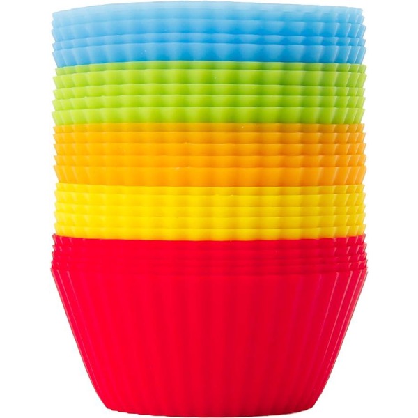 Silikonmuffinskoppar - 25 delar - Återanvändbara molds - Miljövänliga BPA-fria molds för minimuffins och muffins