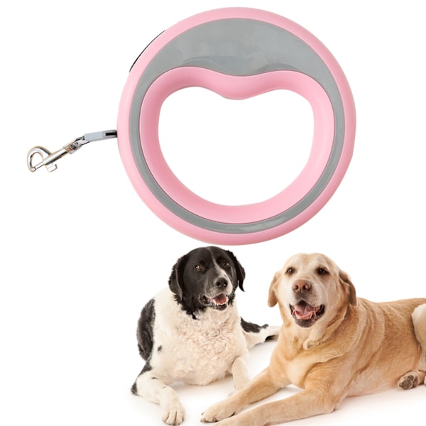 Inntrekkbar Hundeleie Ergonomisk Heavy Duty Automatisk Inntrekkbar Dyretau for Hund Katt Gåtrening Rosa