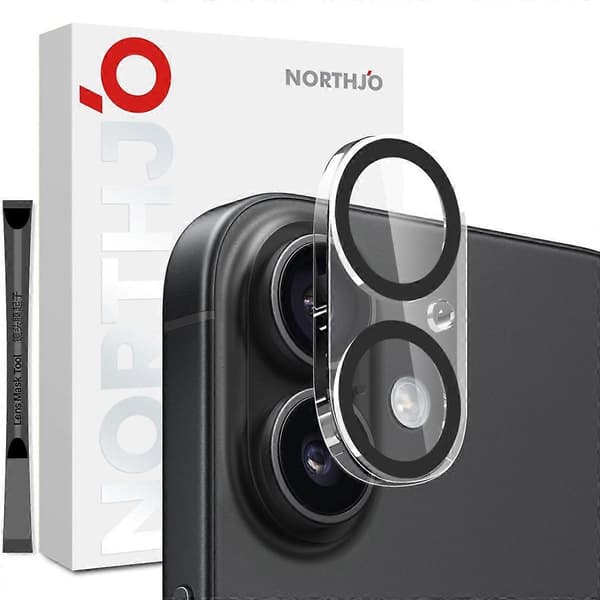 NORTHJO Camera Lens Protector for iPhone 17 Black Circles 3D Full Coverage Clear Tempered Glass