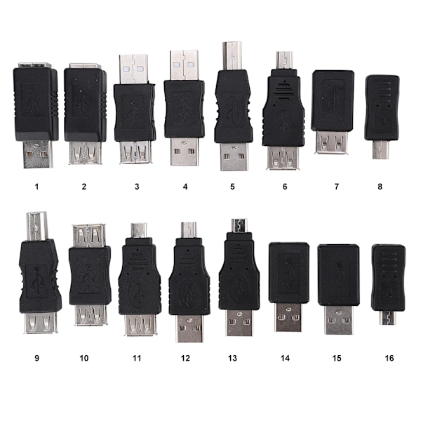 16 st Multipurpose USB2.0 Adapter Converter USB Hane till Hona Micro USB
