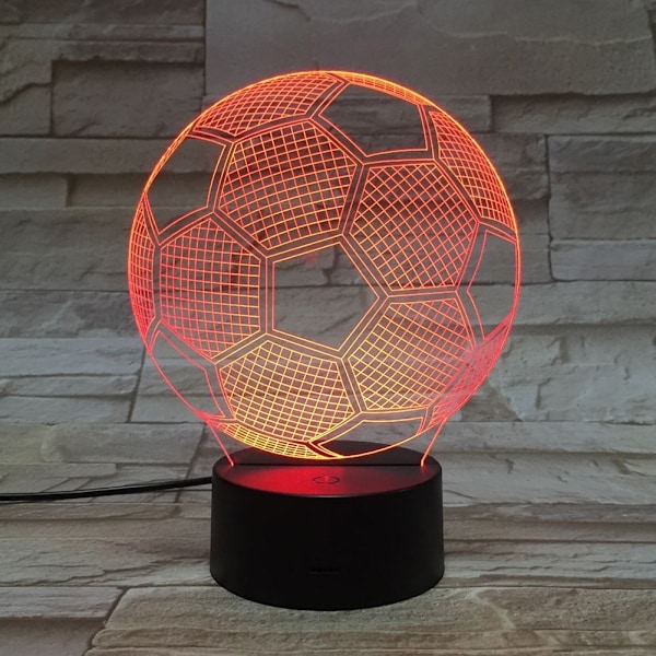 3D Visuell Fotball Nattlampe USB LED Touch Fotballformet Nattlys Gave