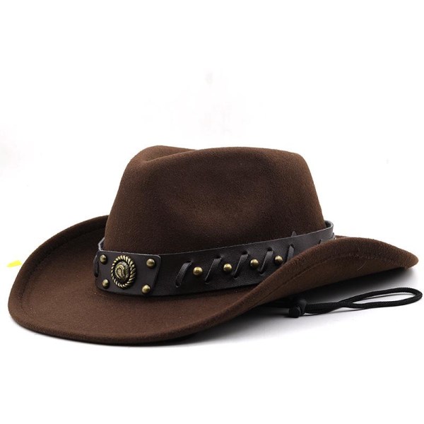 Cowherd Western Cowboyhatt Ull Jazz Top Hat för män och kvinnor (kaffefärg)