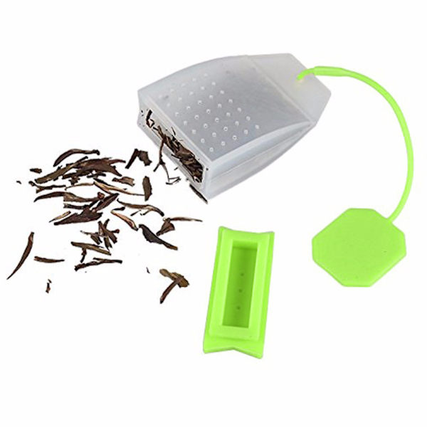 Silikonteinfuser för te med slumpmässig färg, tesil med rep för teörter