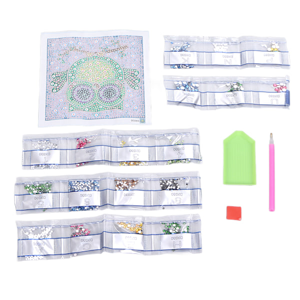 Rhinestone Maleri Kit Tegneserie Ugle Mønster Skinnende Utsøkt 5D Høyoppløselig Utskrift DIY Maleri Kunst 17x17cm