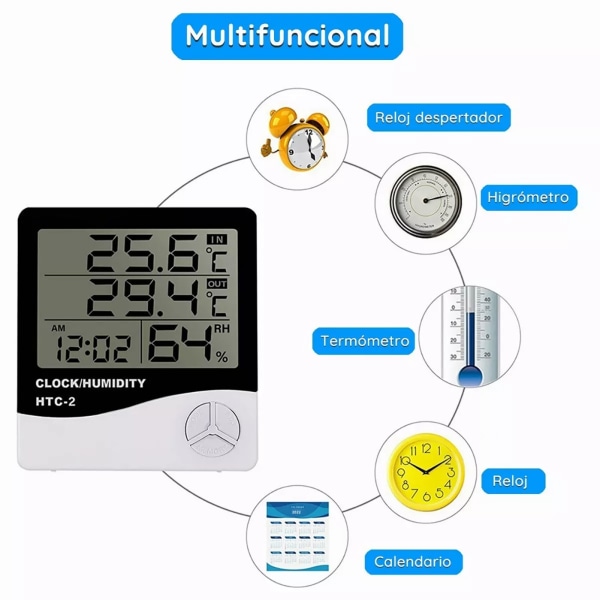 Digitalt høyoppløselig termometer hygrometer med vindu