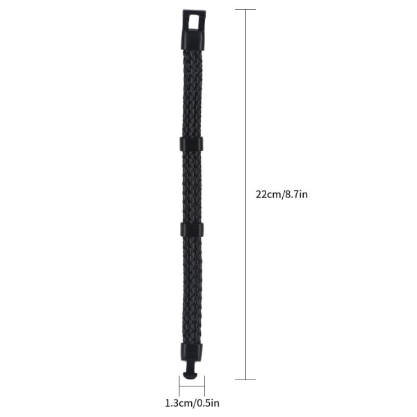 Moderiktigt stickat armband för män i flera lager med PU-rem och legeringsspänne (svart)