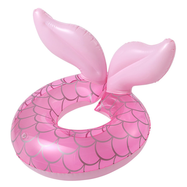 Oppustelig Flyderingsbadering i PVC, Tykkere, Pink Fiskestjert Form, Pool Float Tube Ring til 3-8 År Gamle