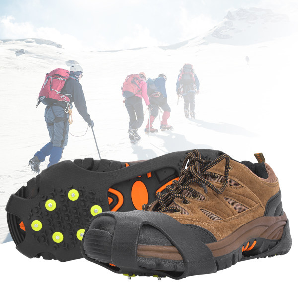 1 par Universal 10-tänder Anti-Slip Ice Cleat Skogrepp Spikes Crampons Stegjärn för vandring och klättringL:39-42