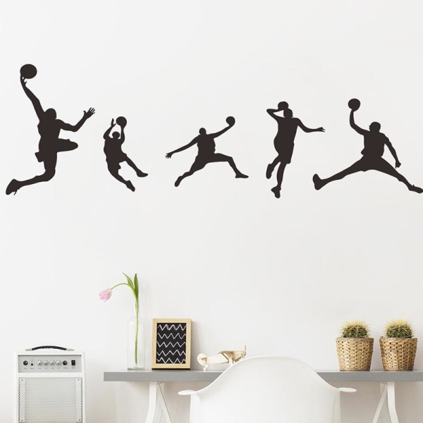 basketballspiller silhuet børneværelse boligindretning vægoverføringsbilleder