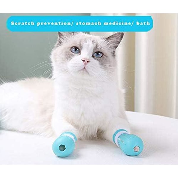 Cat Wash anti-scratch kissan jalkasaappaat (siniset), säädettävä kissan tassunsuoja kotiin, kylpyhuone, hoito, hoidon ohjaus