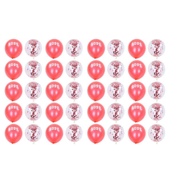 40 stk. Festballoner 12 tommer 2022 Tema Røde og Røde Konfetti Bred Anvendelse Latex Balloner