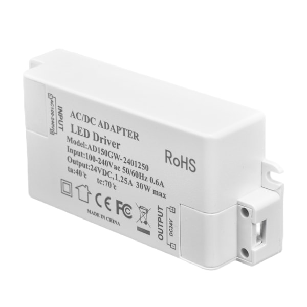 30W DC 24V 1,25A LED-driver Konstant spenning Profesjonell LED-lystransformator AC 100-240V