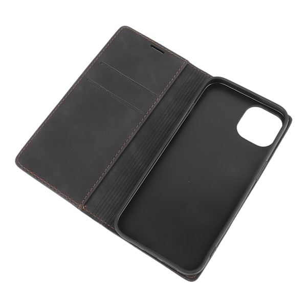 Wallet Case med Kortholder PU Læder Kickstand Kort Slots Case Holdbart Stødsikkert Telefon Cover All Round Beskyttelse Sort til IPhone 13