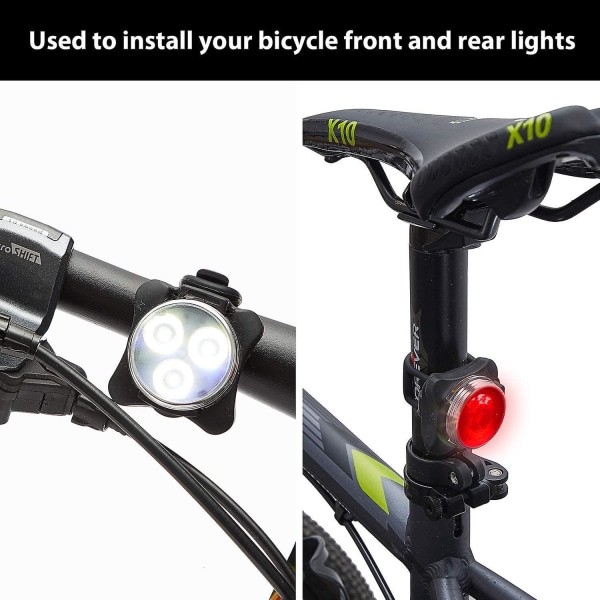 12 stk Bike Light Silikone Strip Cykel Gummi Bælte Light Silikone Installation med Cykel Lampe Sæt, Sort